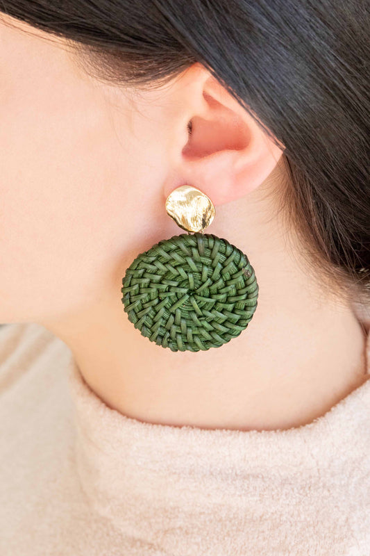 Circular Wicker Drop Earrings