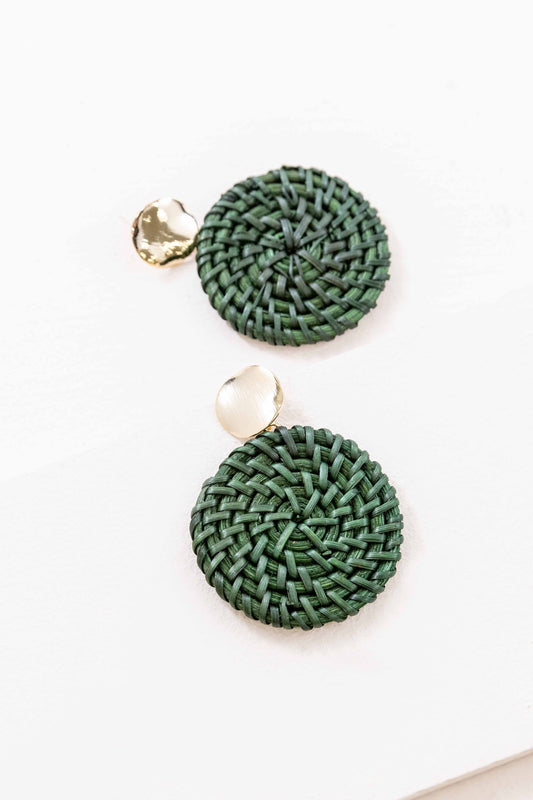 Circular Wicker Drop Earrings