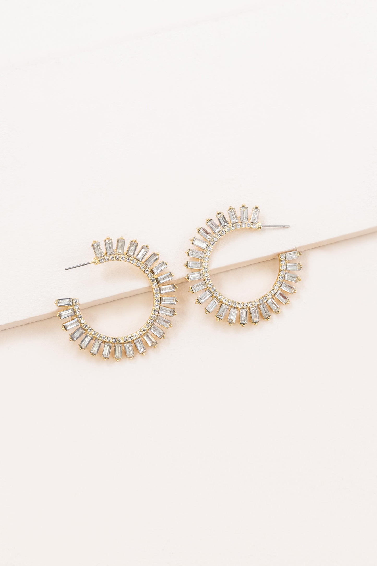 Baguette Rhinestone Hoop Earrings | Clear