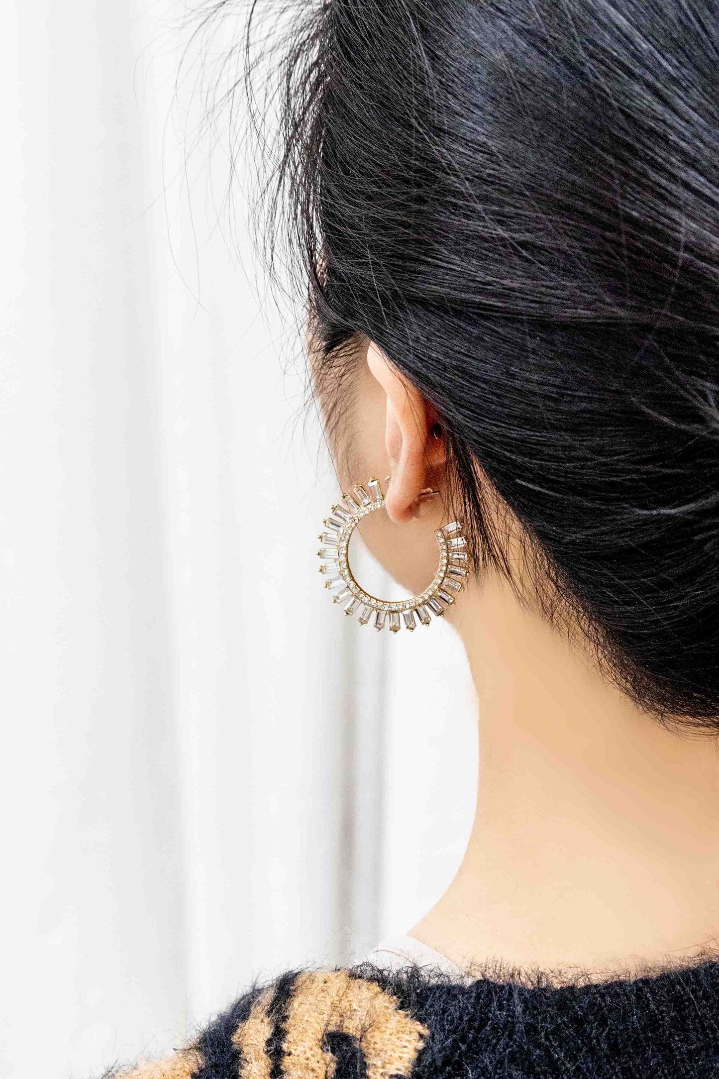 Baguette Rhinestone Hoop Earrings | Clear