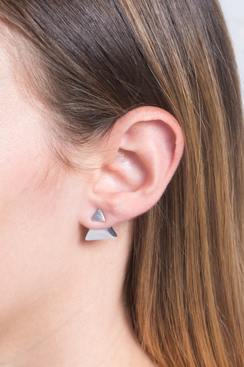 All Triangle Ear Jacket Earrings | Silver