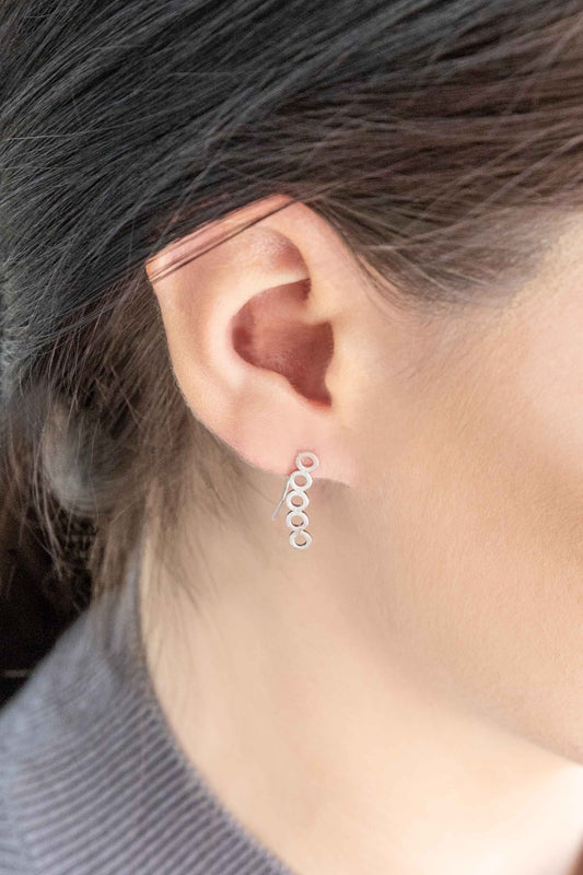 Connected Circle Ear Pin Earrings