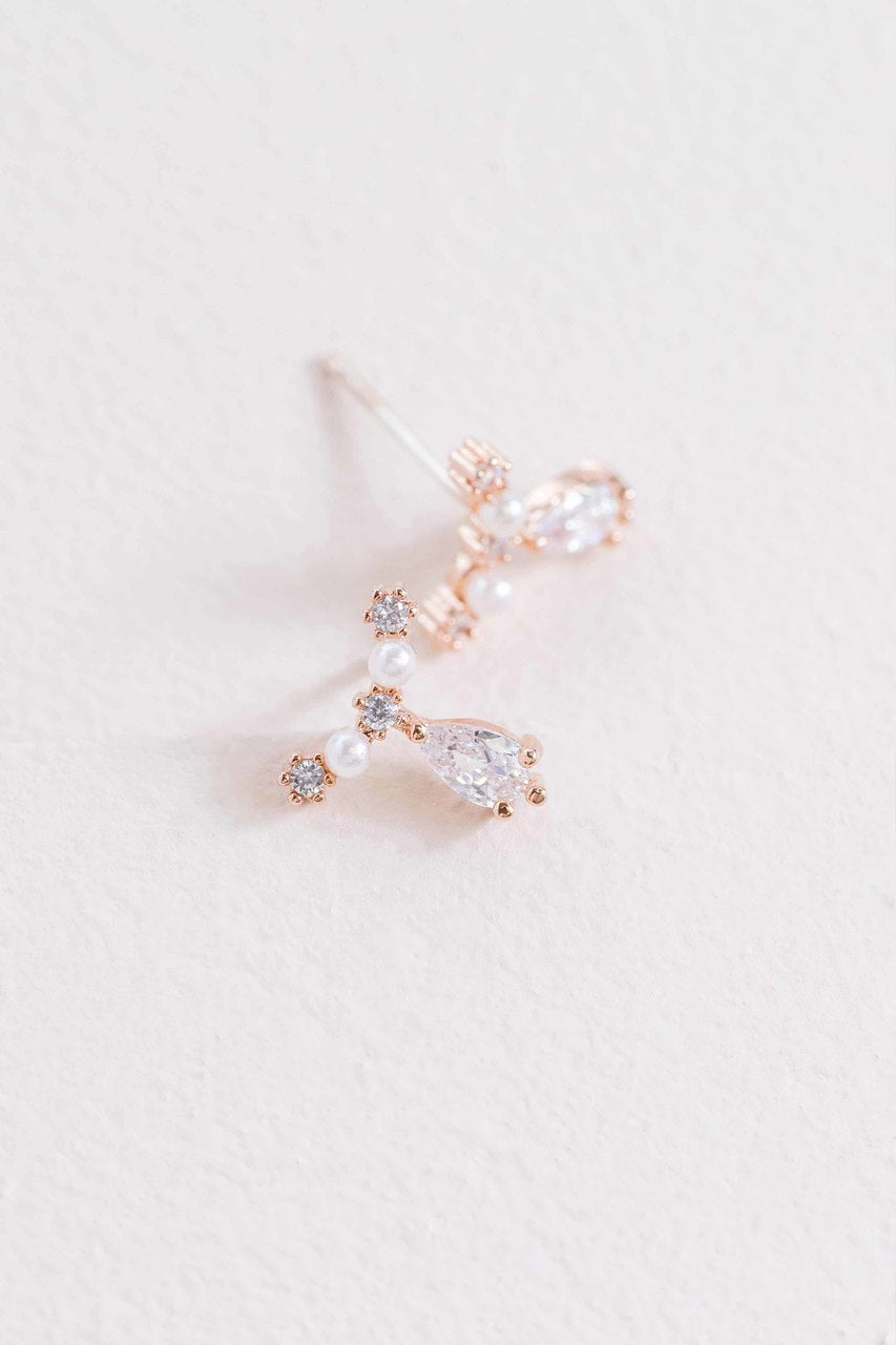 Doting Pearl Stone Earrings | Rose Gold (sterl.)