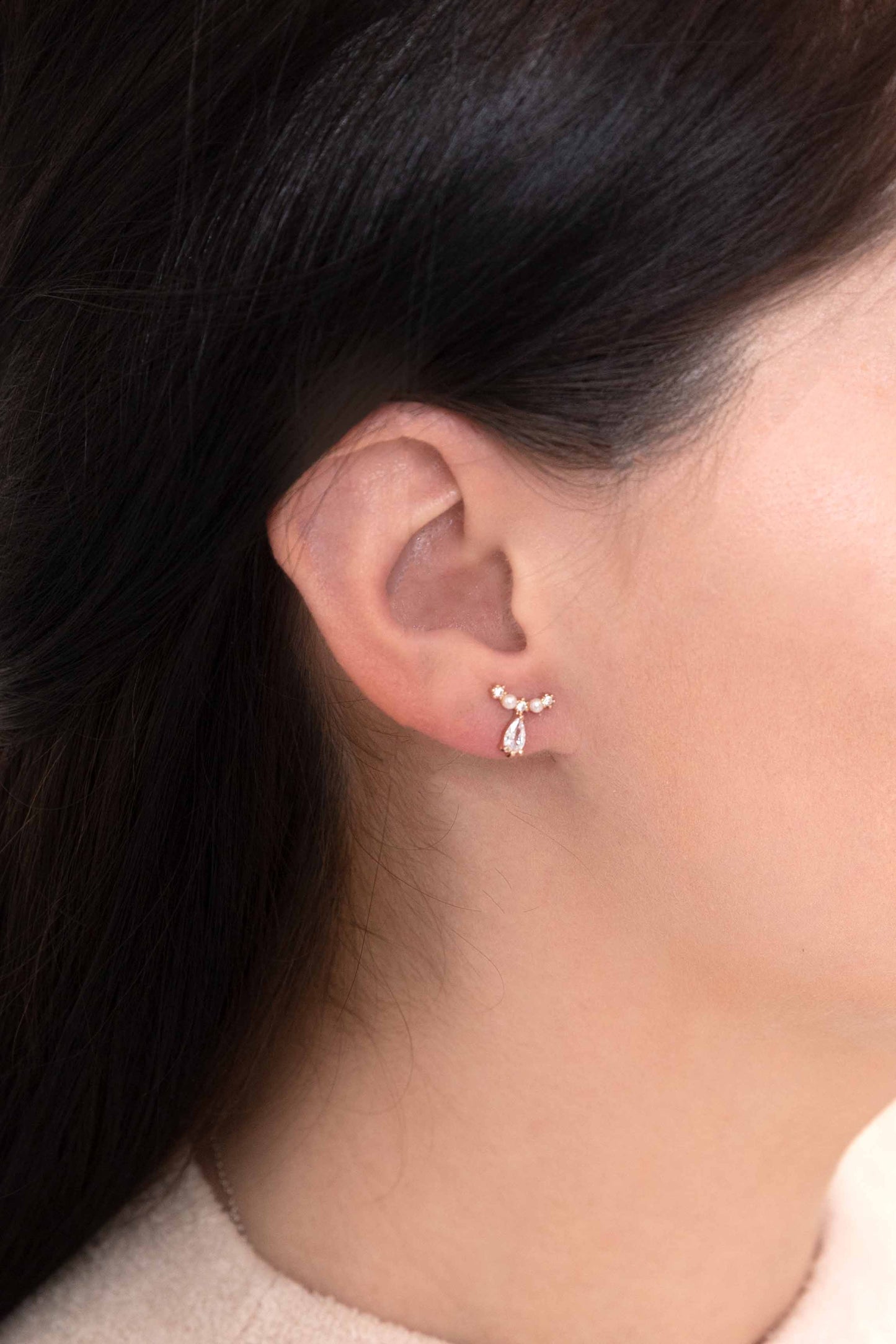 Doting Pearl Stone Earrings | Rose Gold (sterl.)