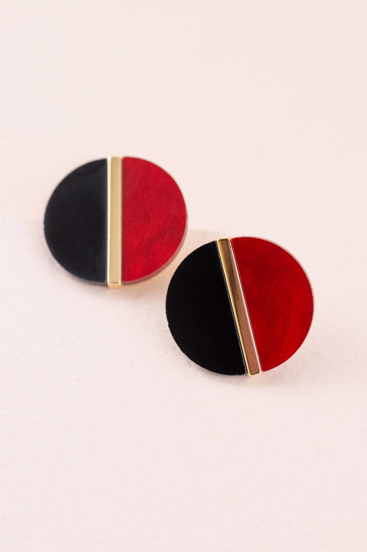 Color Block Stud Earrings | Crimson