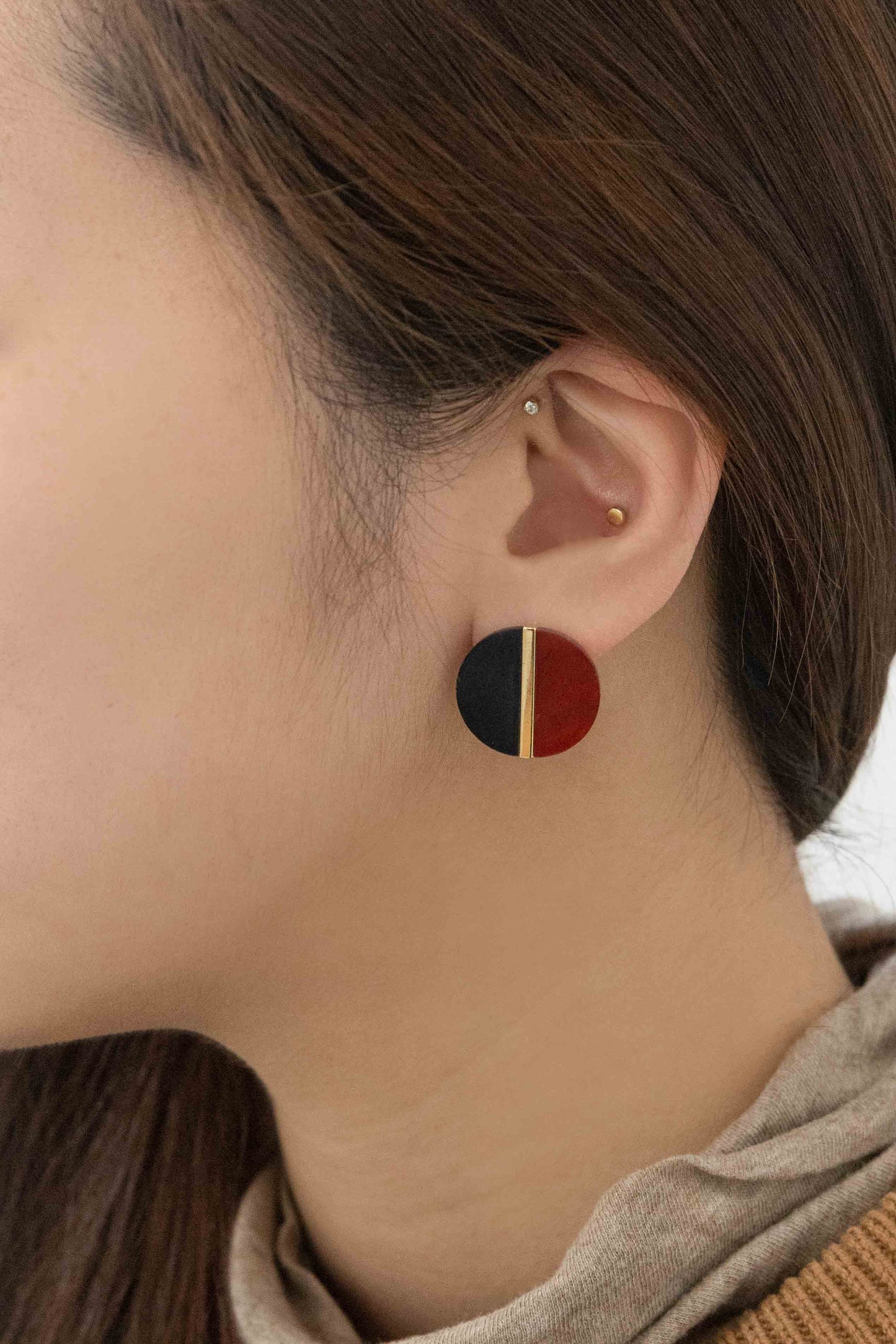 Color Block Stud Earrings | Crimson