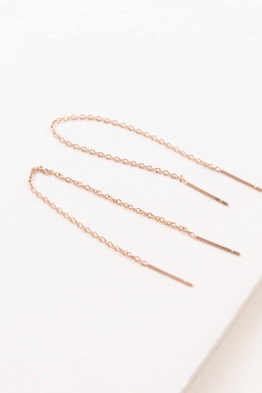 Rose Gold Mini Needle Drop Earrings (14K)