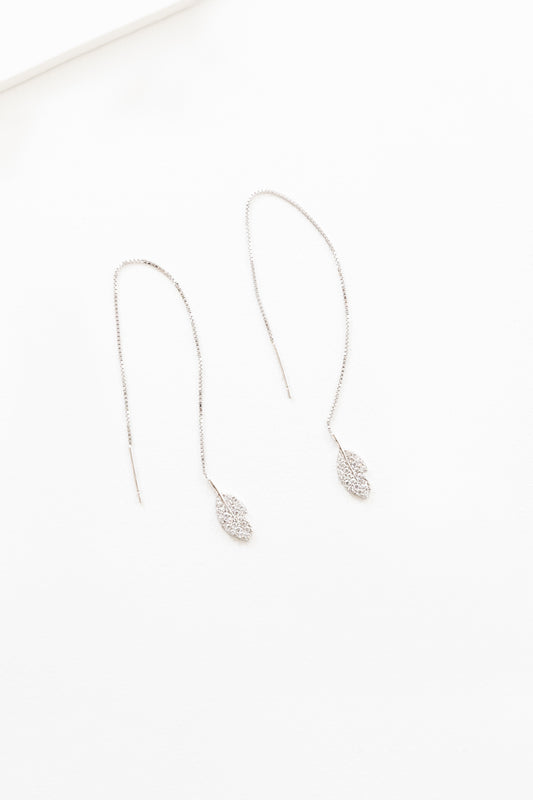 Silver Feather Threader Earrings