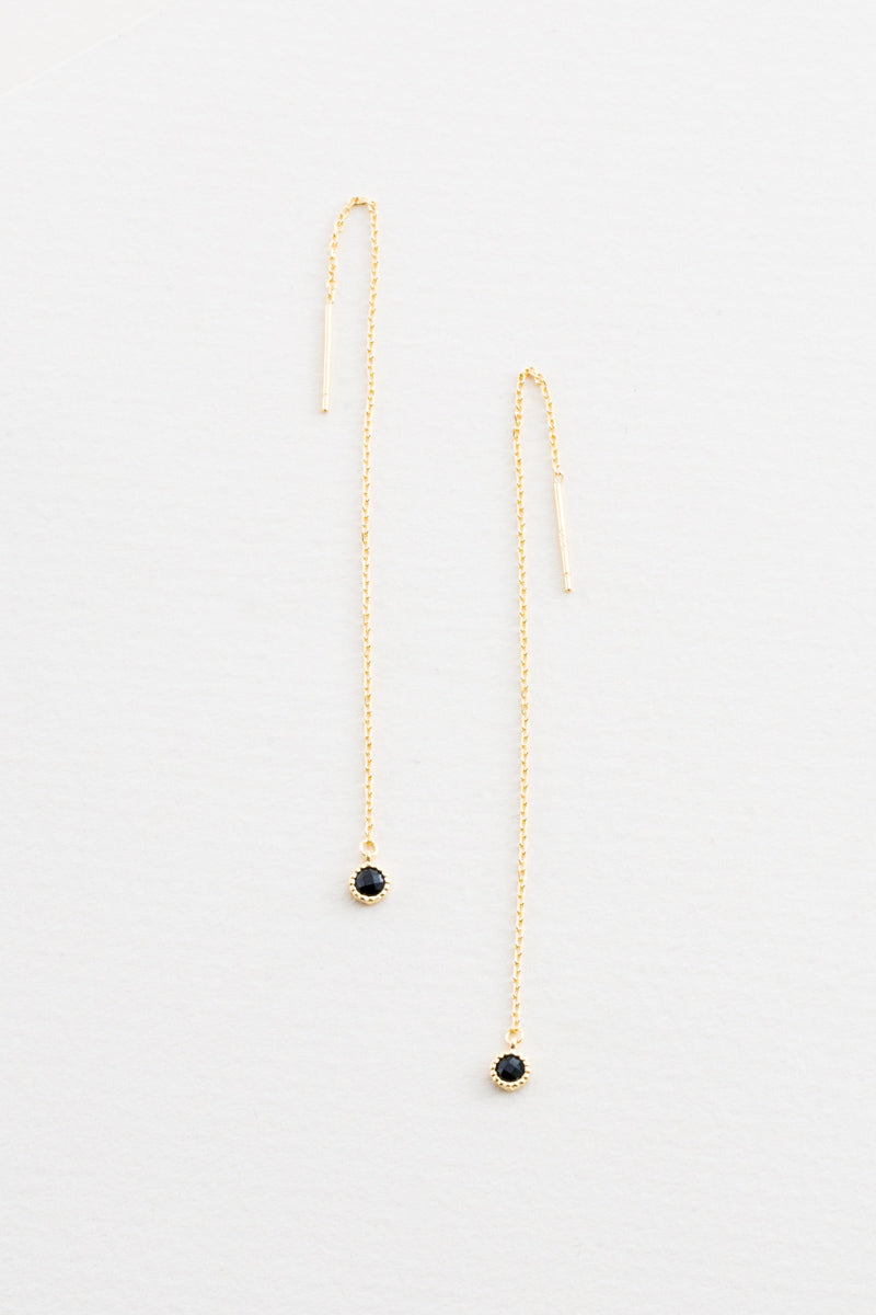 Diadem Threader Earrings | Black (14K)