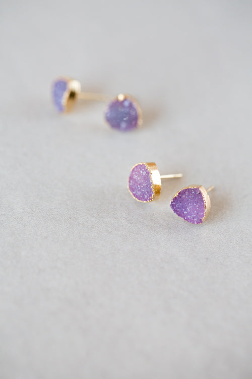 Flat Triangle Galactic Purple Earrings