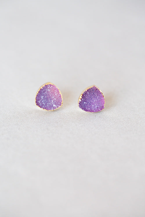 Flat Triangle Galactic Purple Earrings