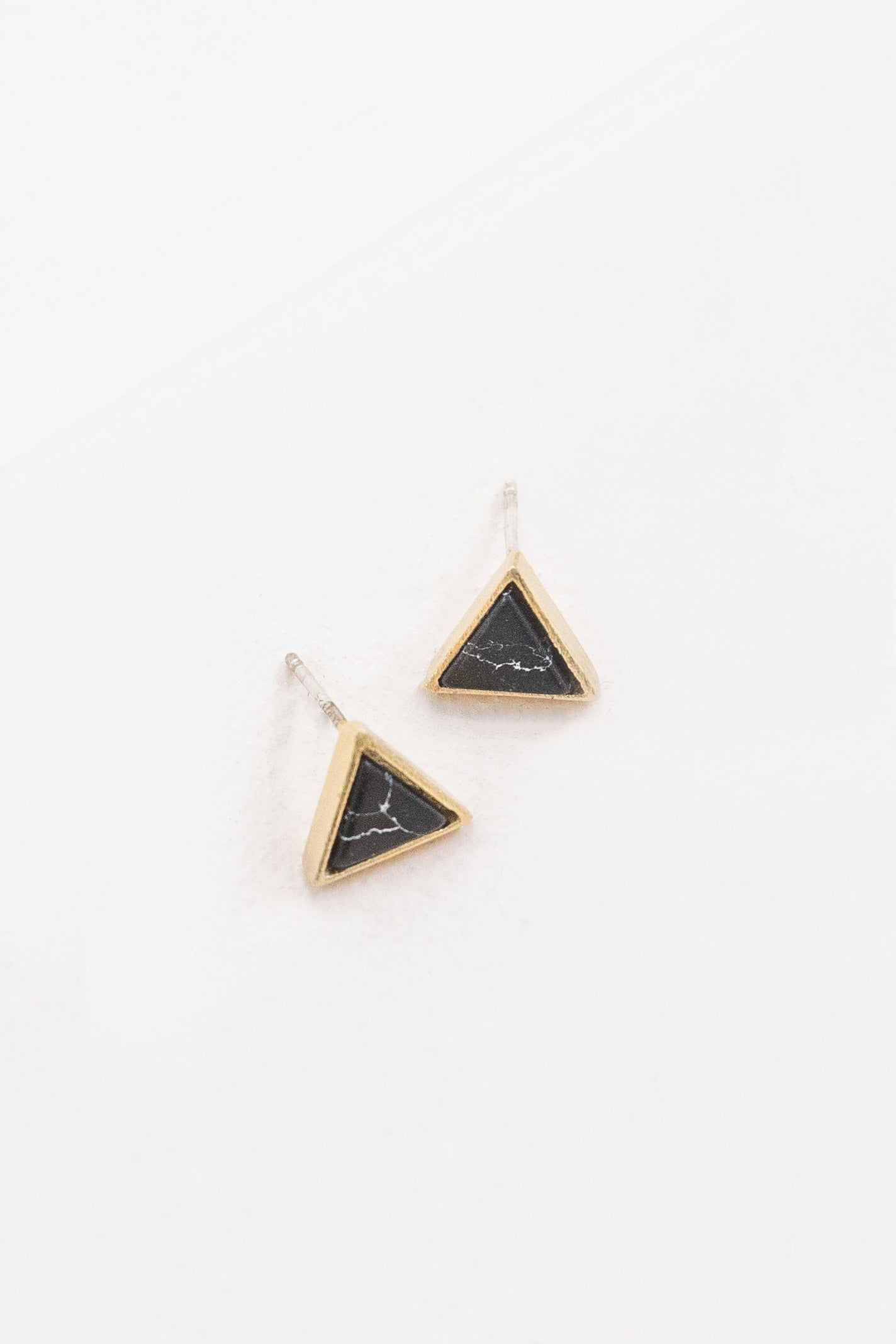 Gold & Stone Triangle Earrings