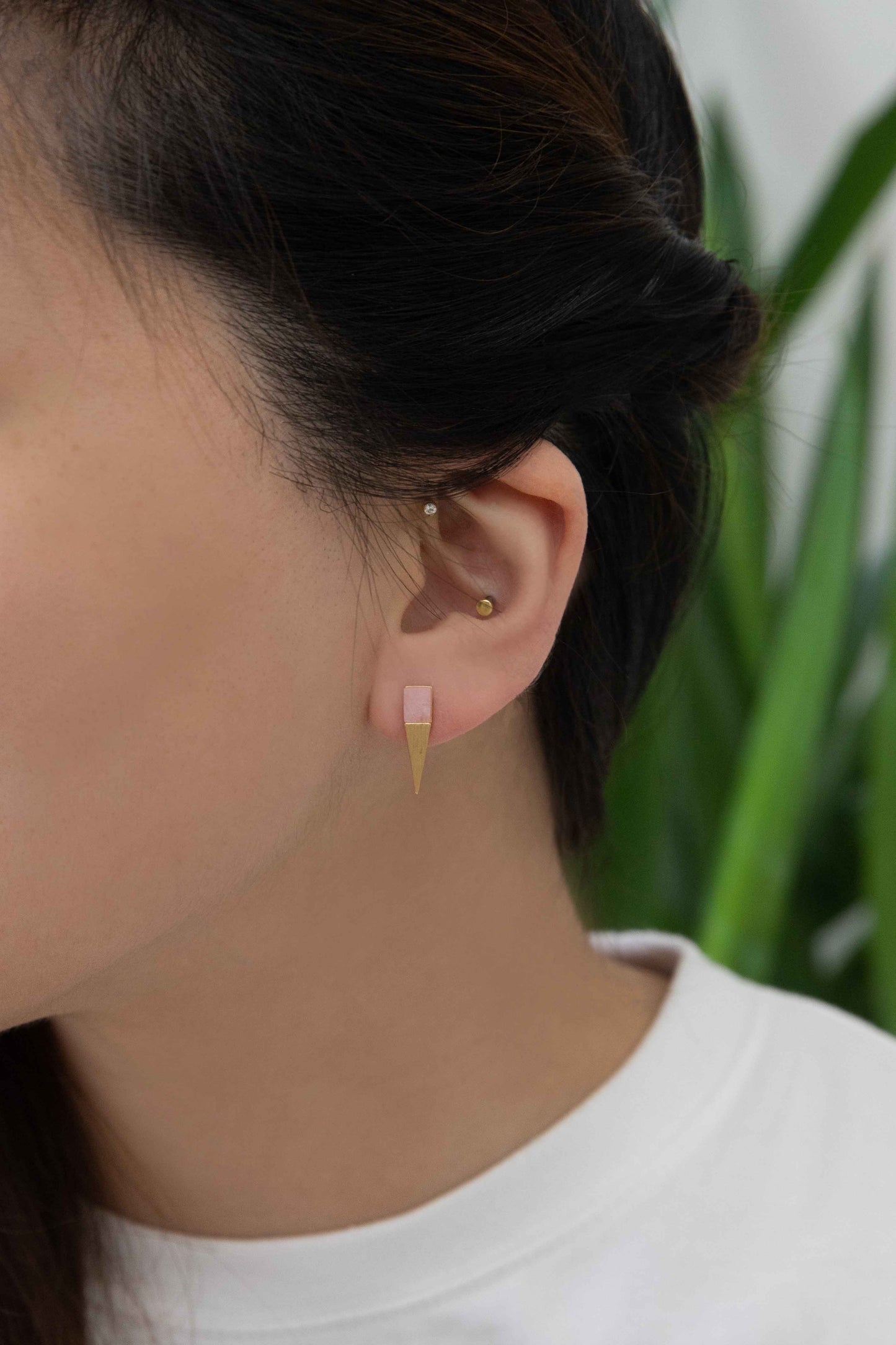 Gold & Stone Point Earrings