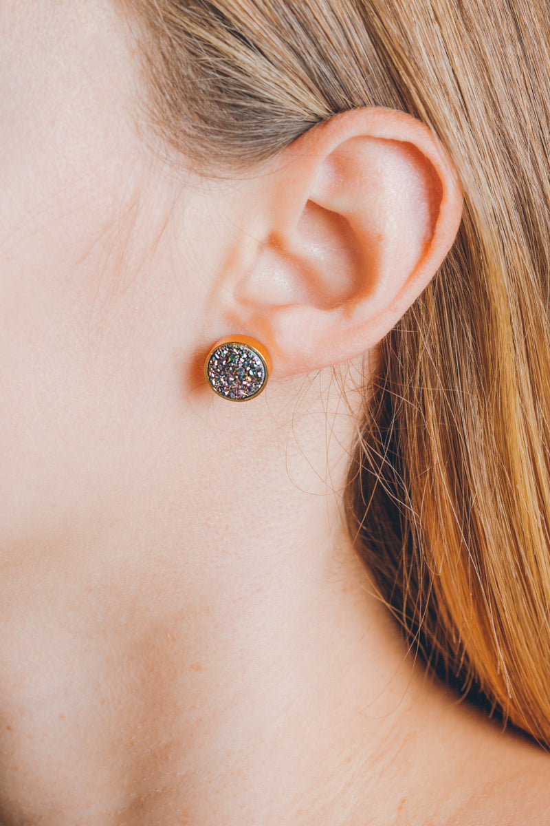 Kaleidoscope Druzy Earrings | Rainbow Slate