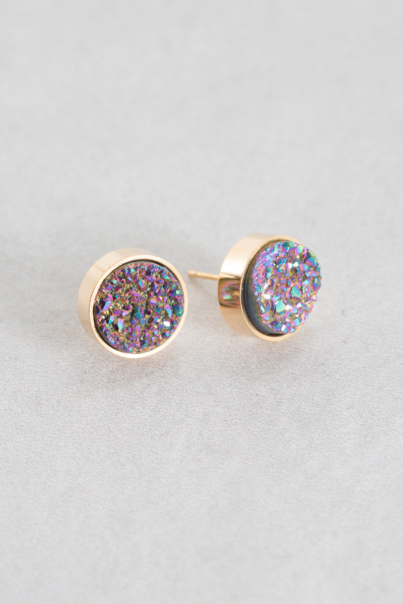 Kaleidoscope Druzy Earrings | Rainbow Slate