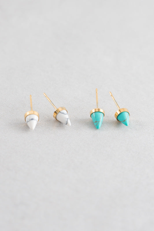 Spike Stone Earrings | Gold (14K)