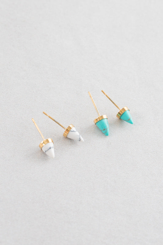 Spike Stone Earrings | Gold (14K)