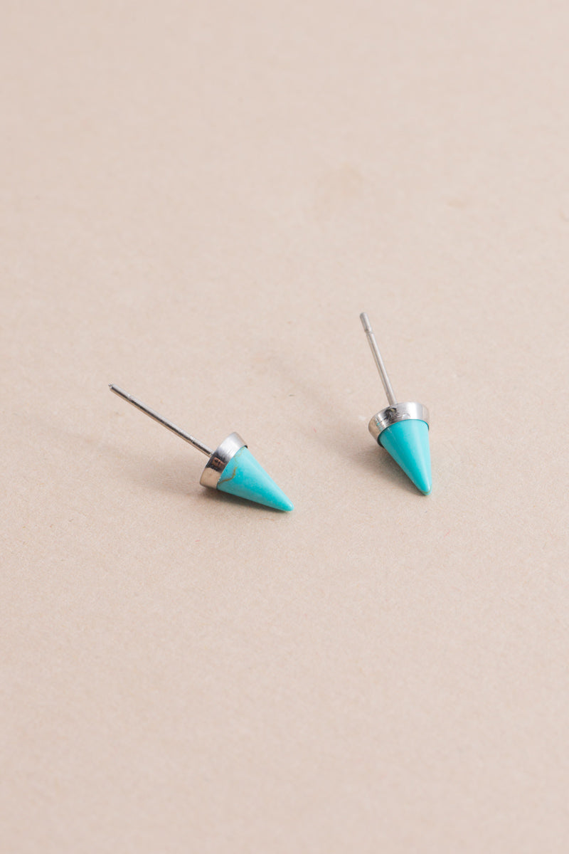 Spike Stone Earrings | Turquoise Silver