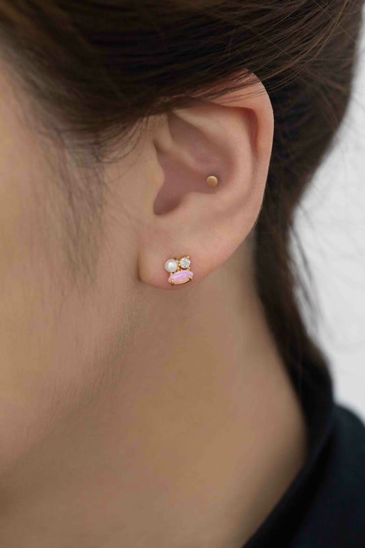 Pixum Tri Stone Earrings | Pink