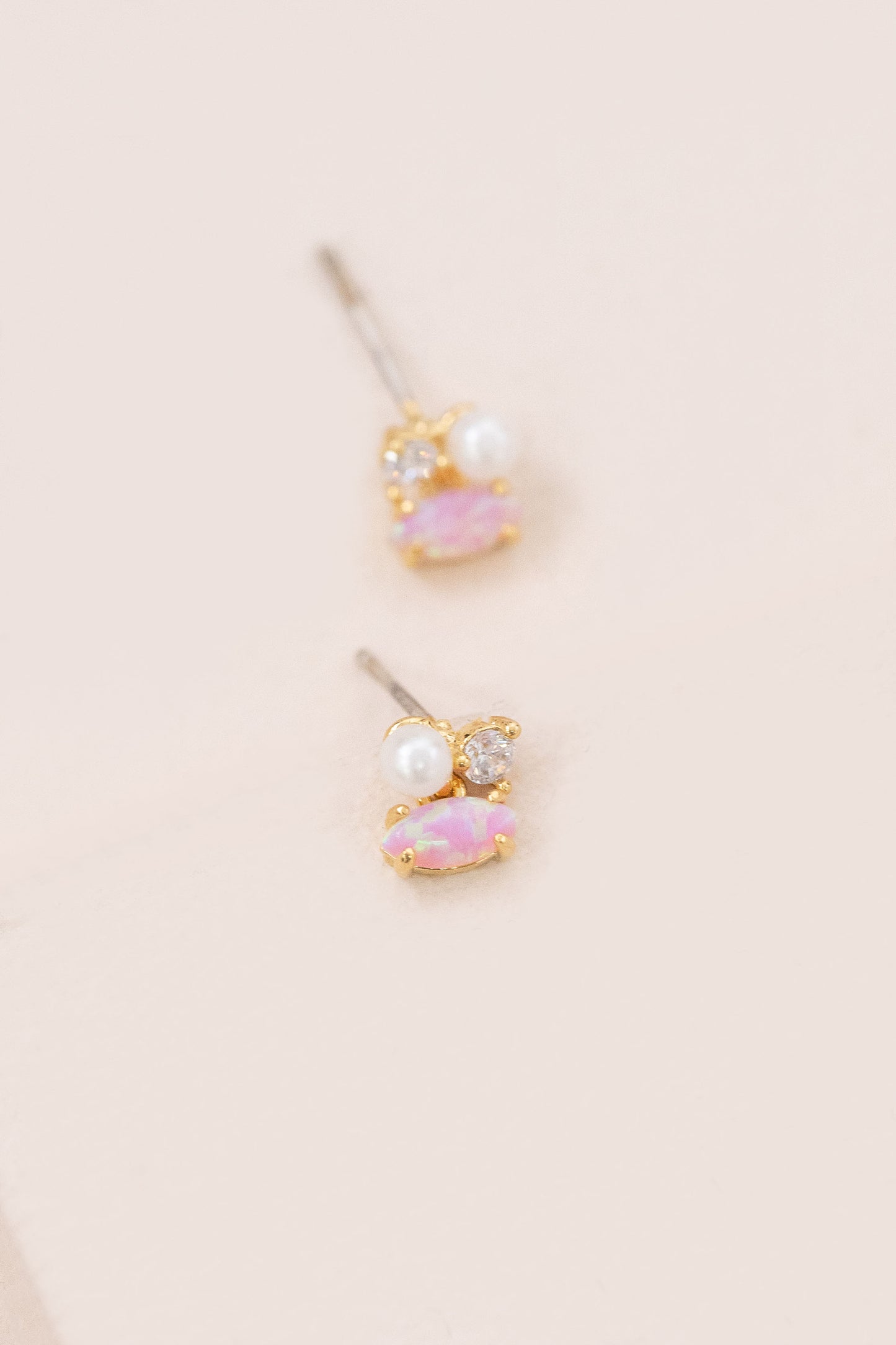 Pixum Tri Stone Earrings | Pink