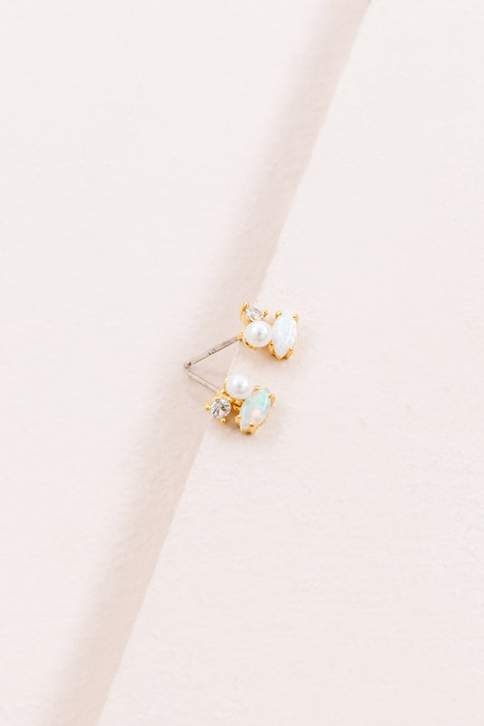 Pixum Tri Stone Earrings | White