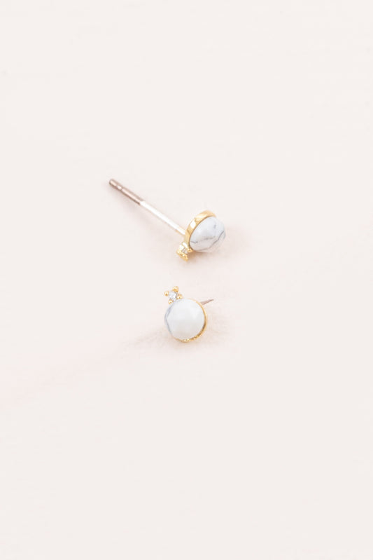 Perfect Duo Stone Earrings | White