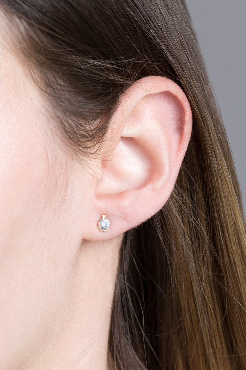 Perfect Duo Stone Earrings | White