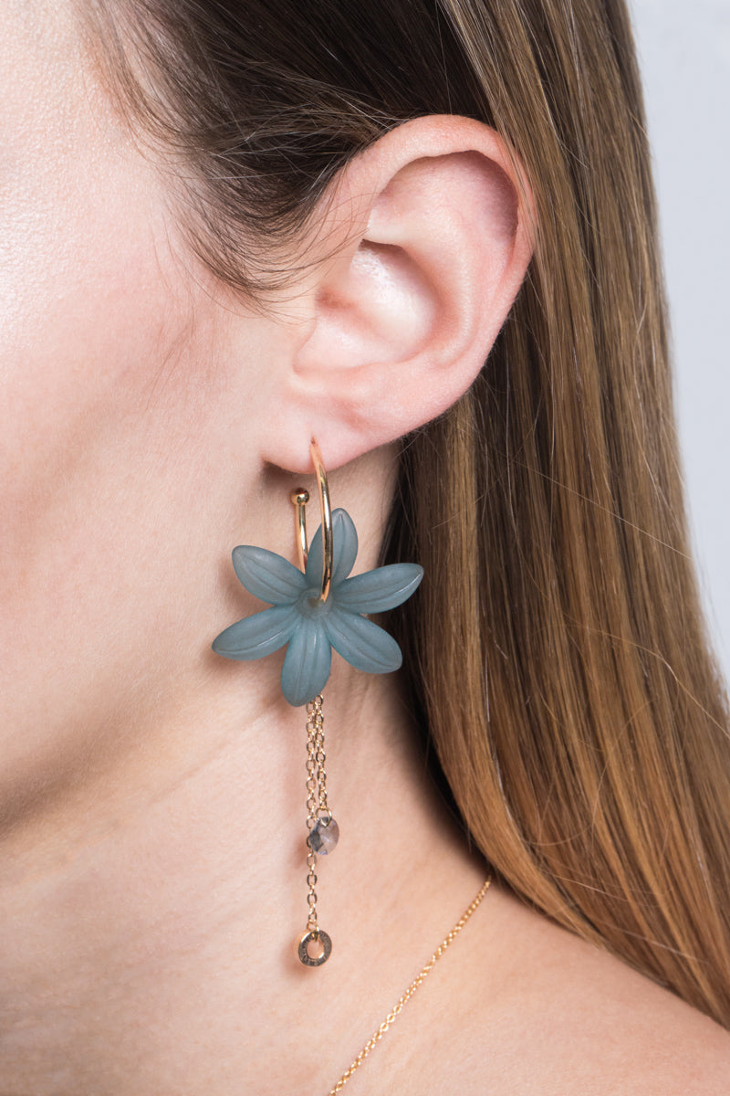 Glistening Lotus Hoop Earrings | Seafoam