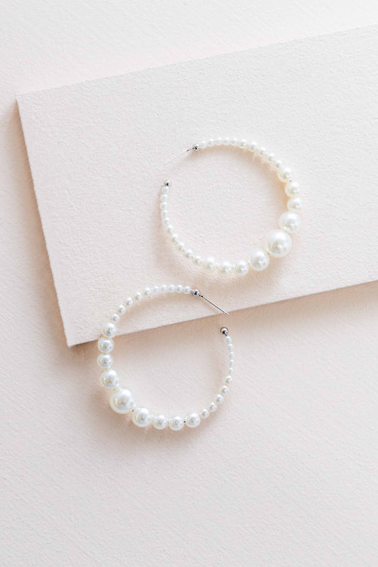 Pearly White Hoop Earrings