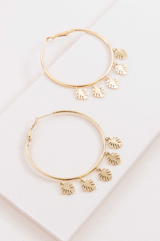 Tropical Hoop Earrings (14K)