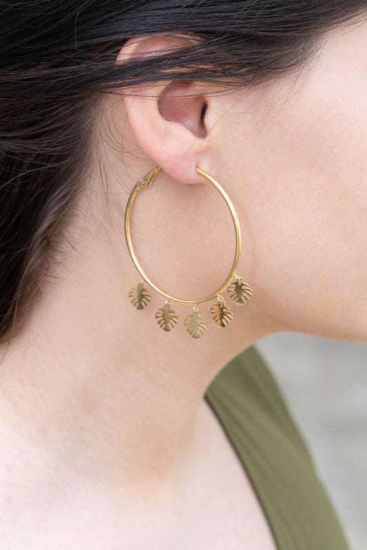 Tropical Hoop Earrings (14K)