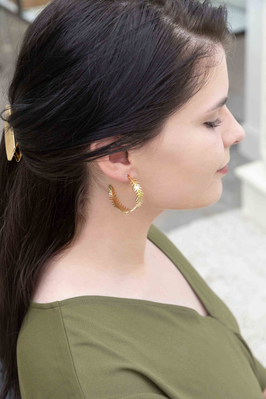 Leaf Wreath Hoop Earrings (14K)