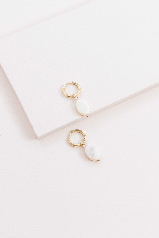 Pearly Hoop Earrings (14K)