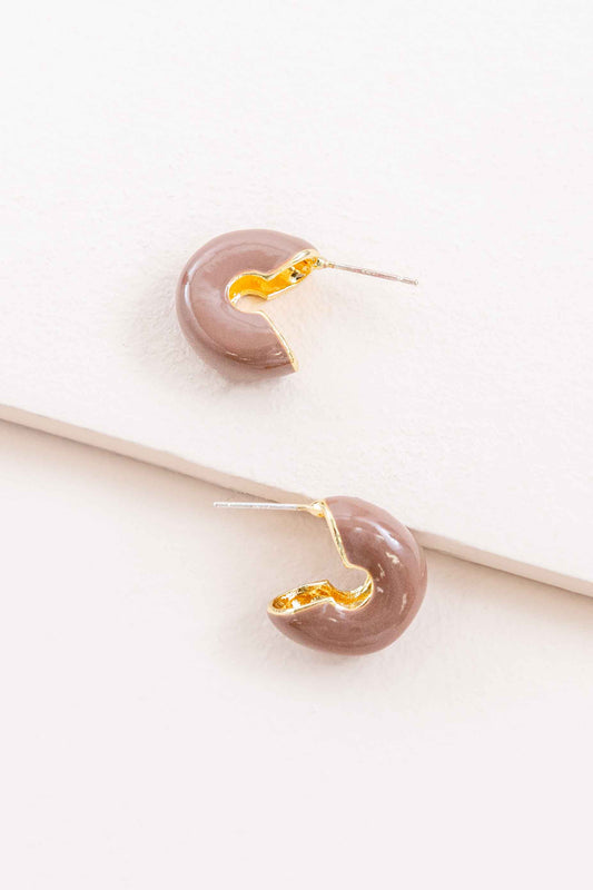 Thick Mini Hoop Earrings | Mauve