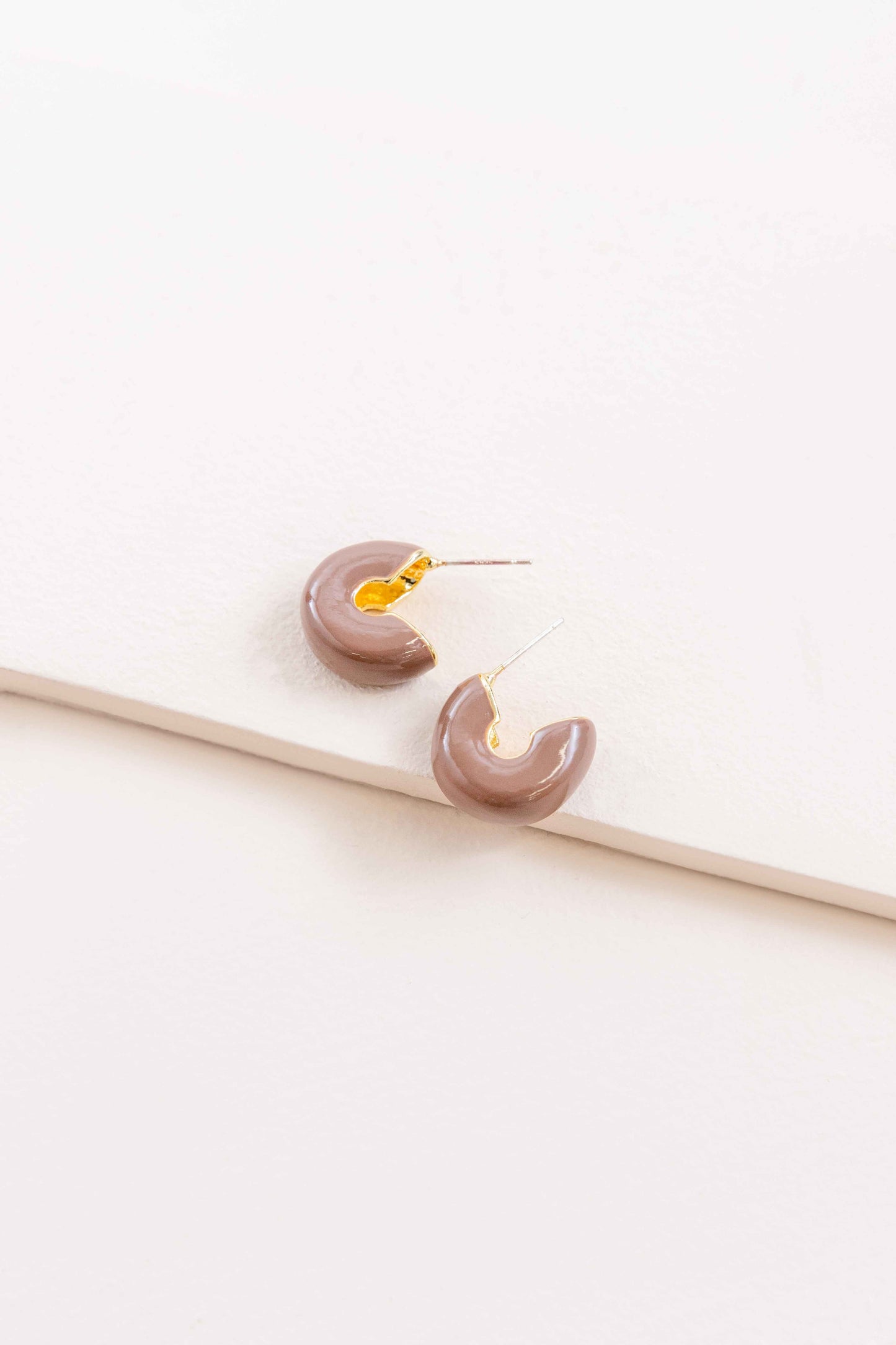 Thick Mini Hoop Earrings | Mauve