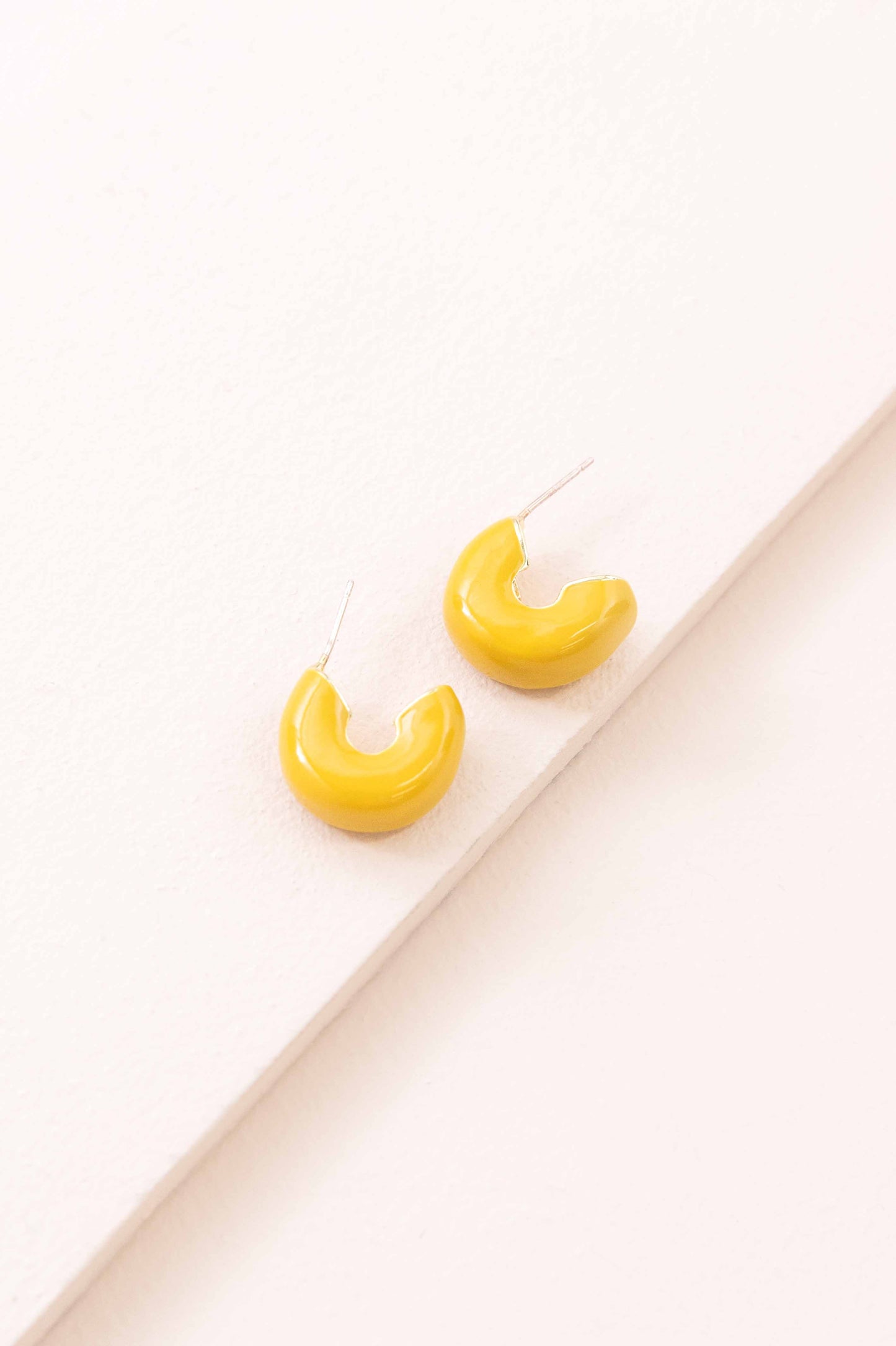 Thick Mini Hoop Earrings | Mustard Yellow