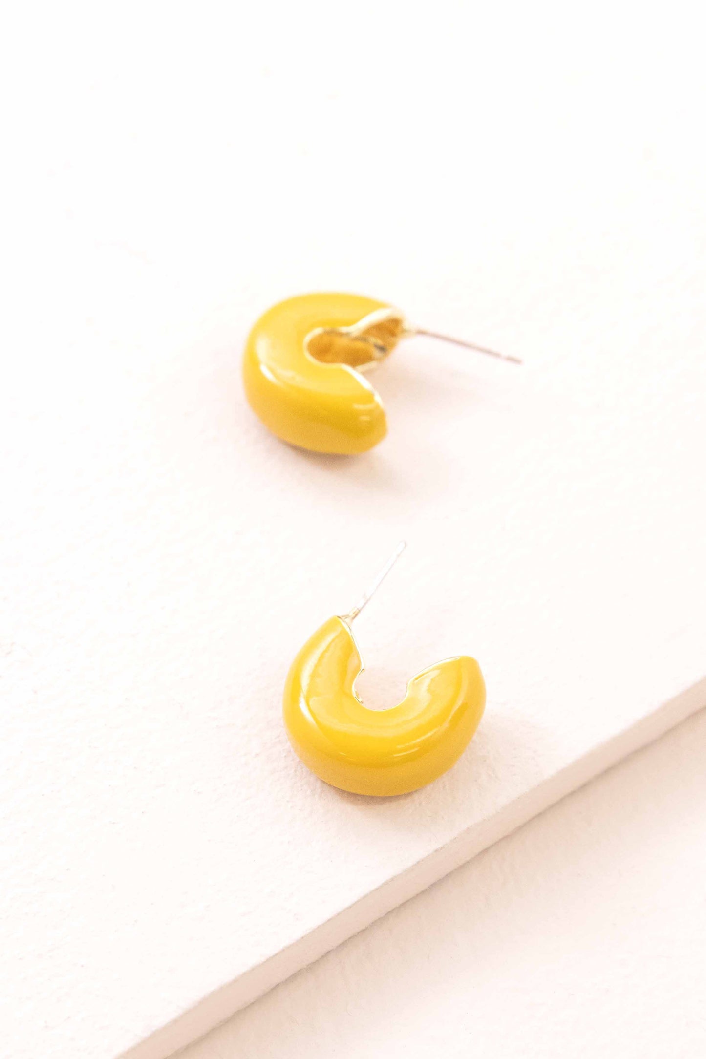 Thick Mini Hoop Earrings | Mustard Yellow