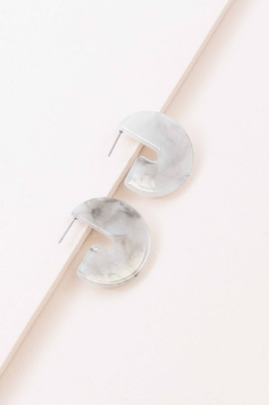 Marble Half Hoop Earrings | Gray