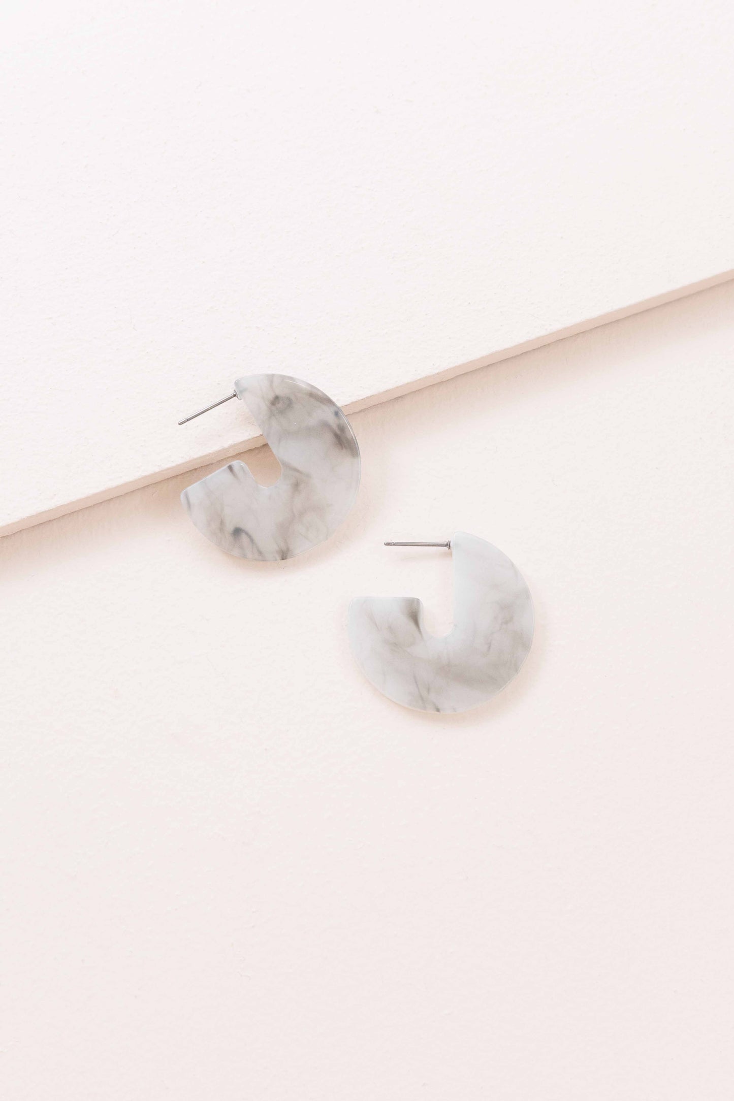 Marble Half Hoop Earrings | Gray