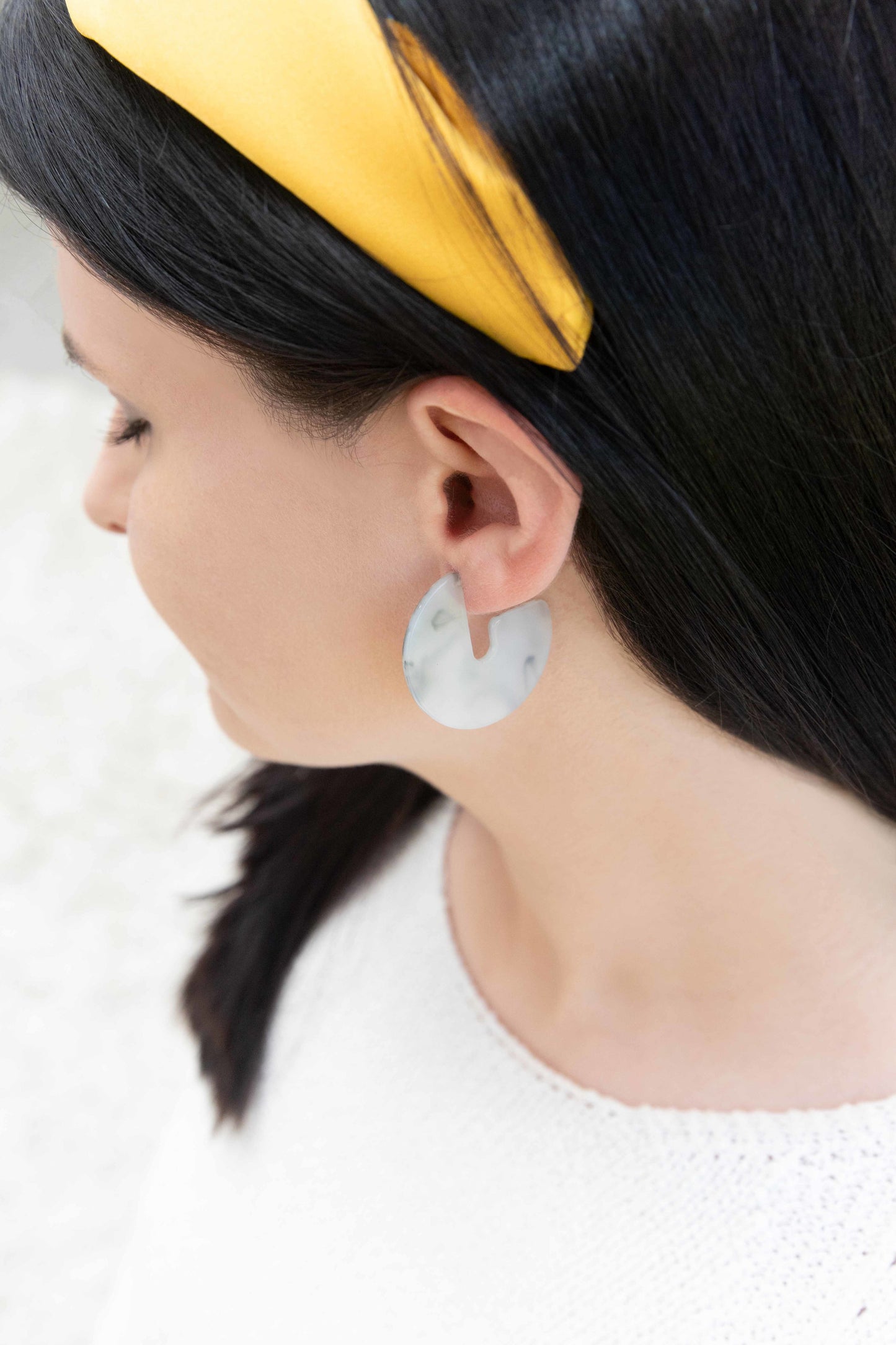 Marble Half Hoop Earrings | Gray