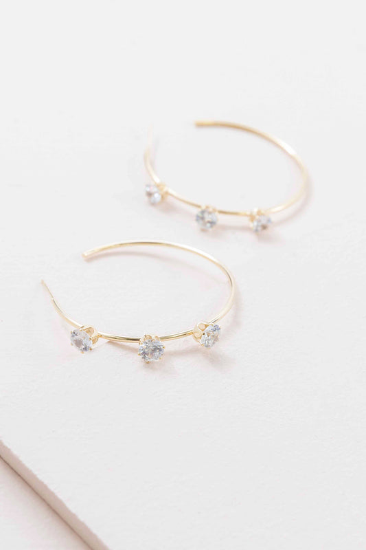 Diamond Studded Hoop Earrings (14K)