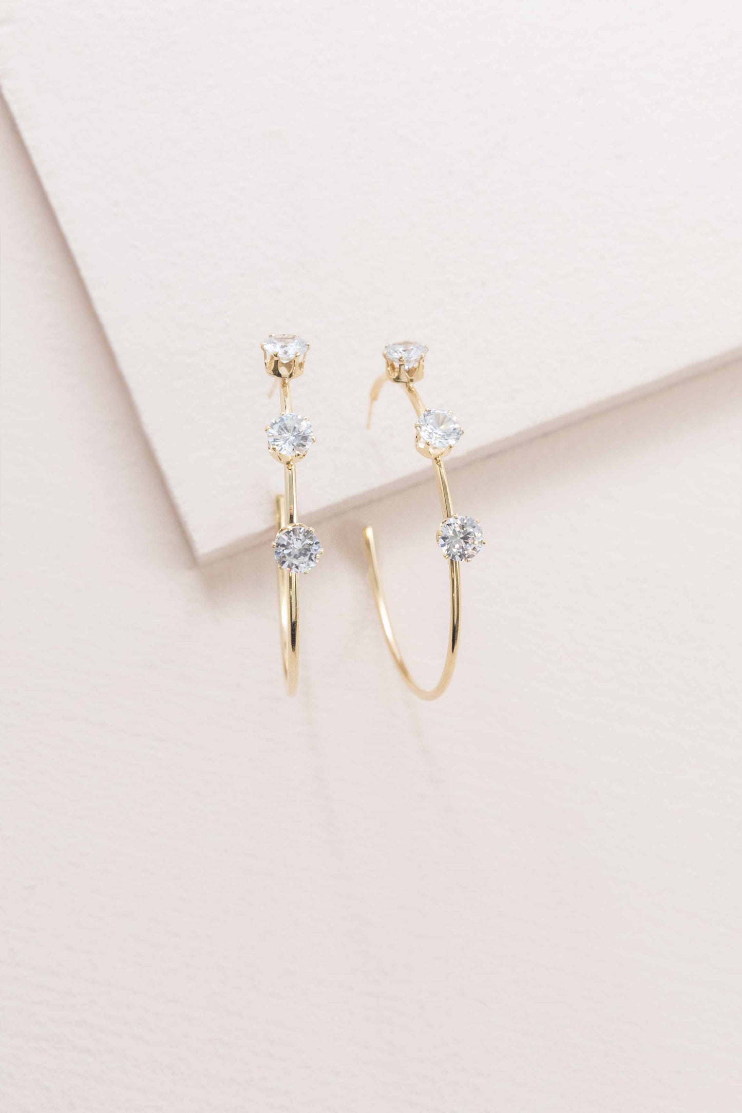 Diamond Studded Hoop Earrings (14K)