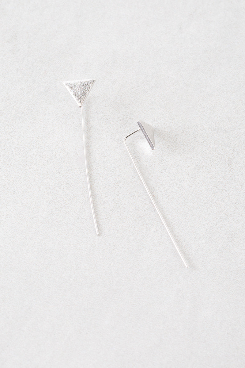 Triangle Brushed Threader Earrings