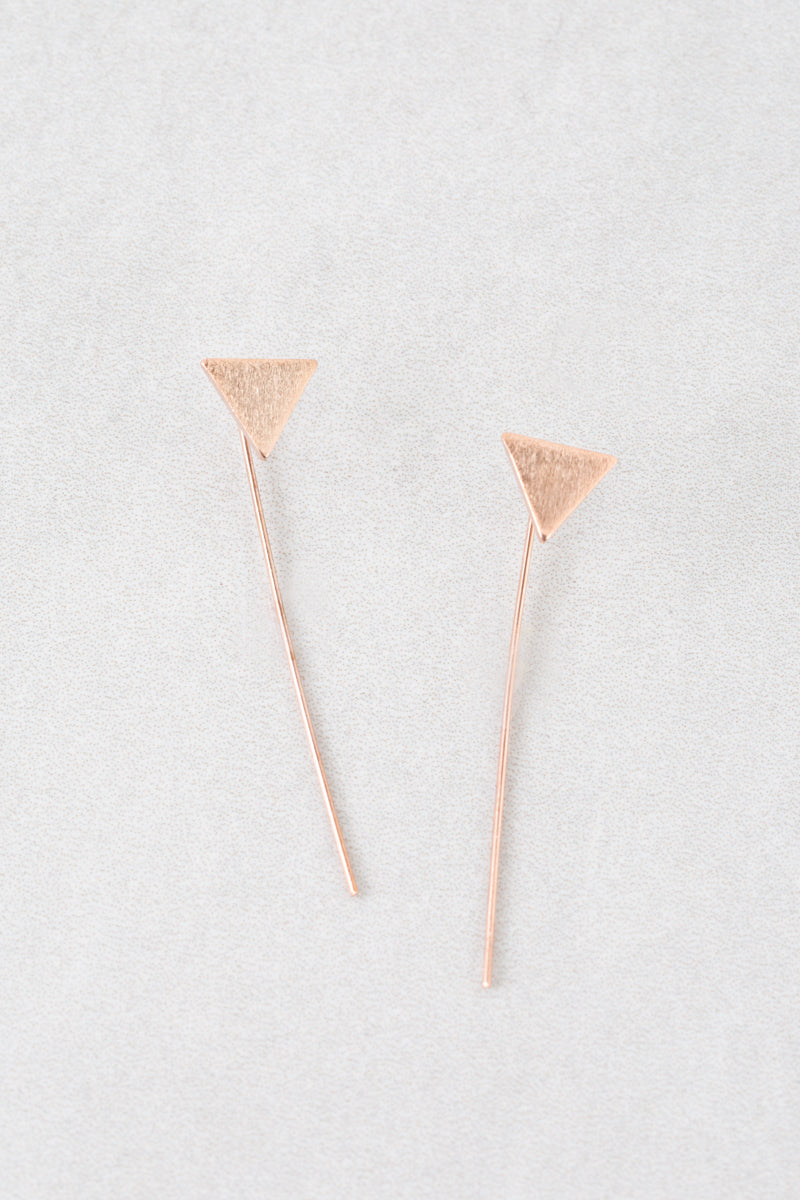 Triangle Brushed Threader Earrings
