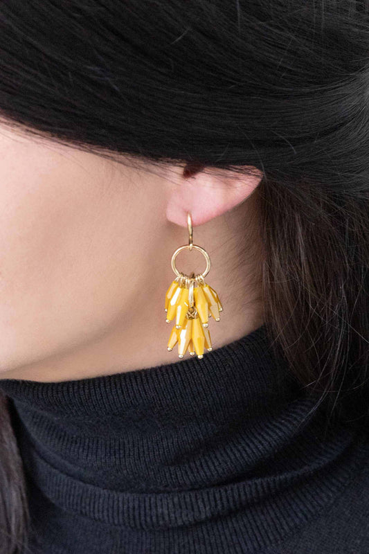 Fetching Frills Hook Earrings | Mustard