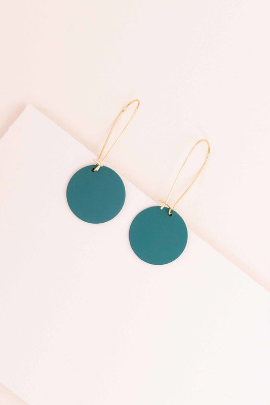 Hued Wire Circle Hook Earrings | Teal (14K)