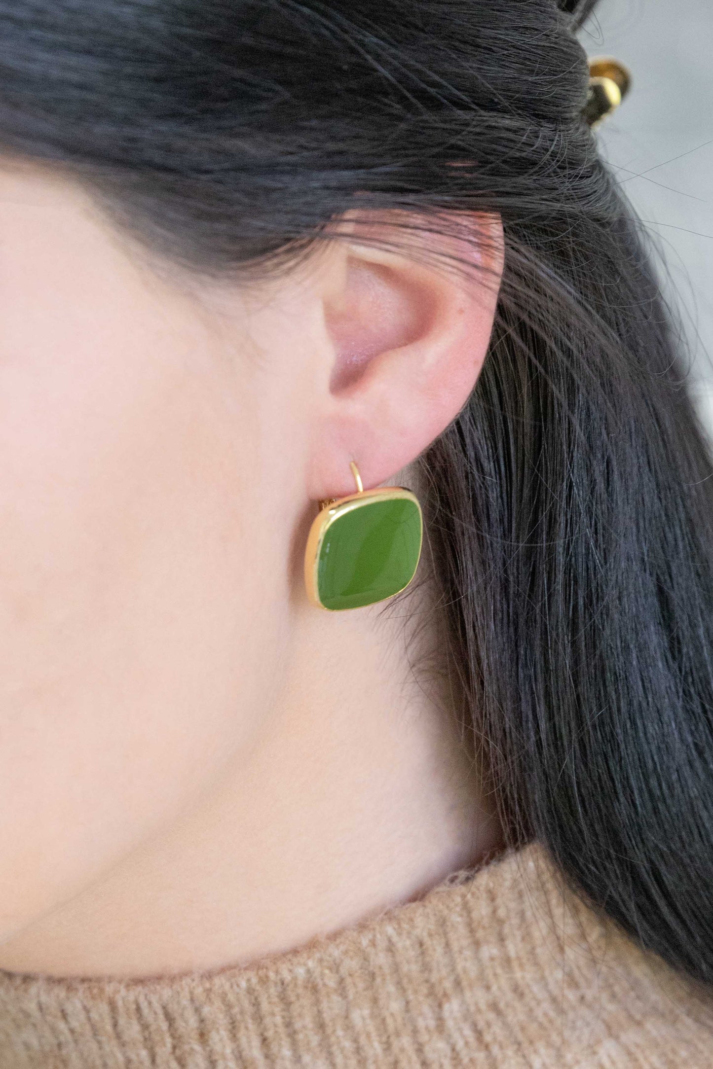 On the Go Hook Earrings (14K) | Olive