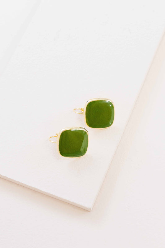 On the Go Hook Earrings (14K) | Olive