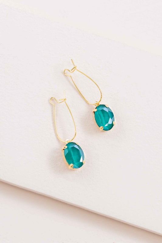 Dream Stone Hook Earrings (14K) | Aqua