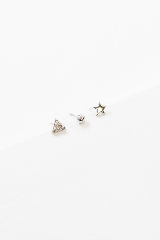 Triple Earring Set | Silver Tri Star